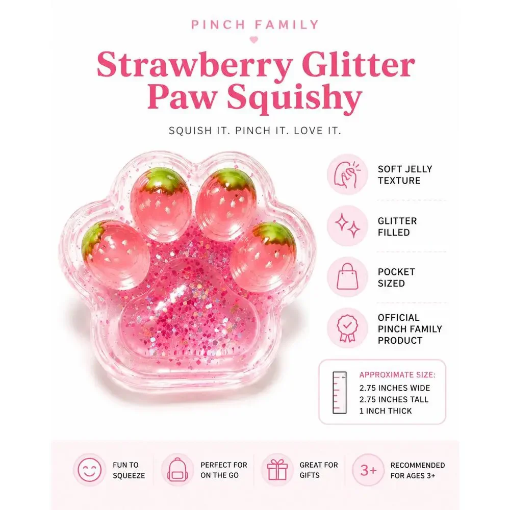 Pinch Family Strawberry Glitter Paw Squishy